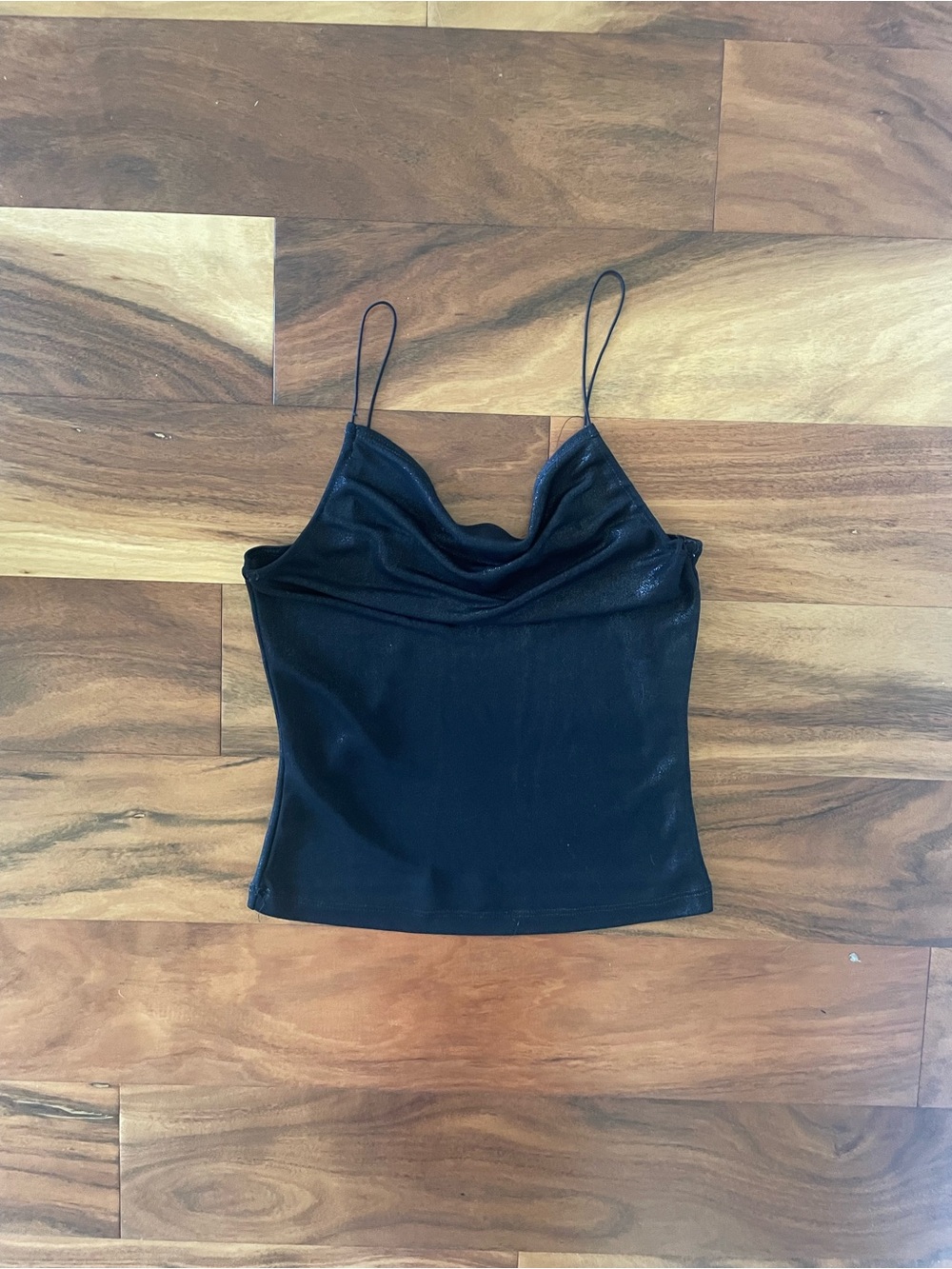 Ambiance Black Shimmery Cowl Neck Top